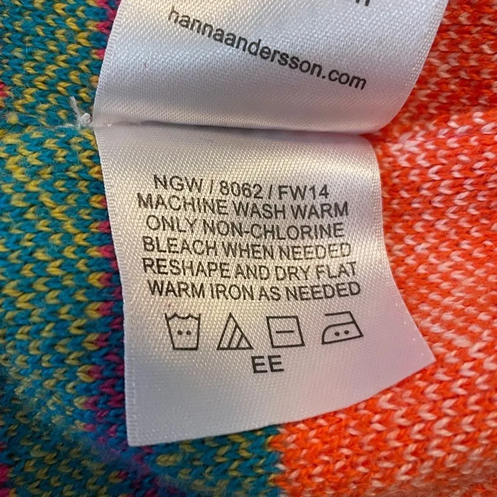 Hanna Andersson Knit Hat Colorful Pink, Turquoise, Orange Girl’s Size Medium